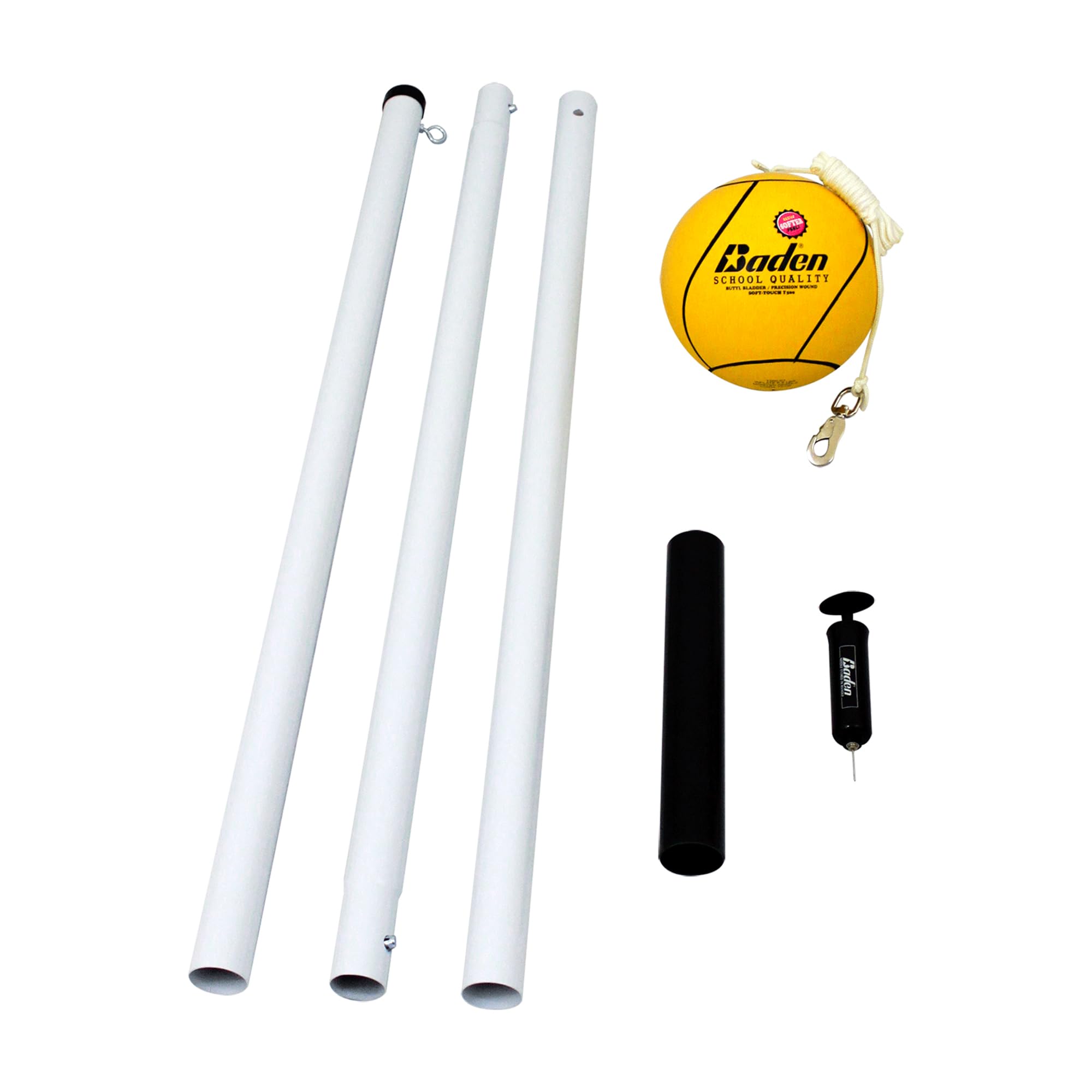 Baden School Quality Tetherball Set - Soft-Touch Tetherball Ball And Rope With Hook And Snap Lock, 10.5 Ft Height Steel Pole, Ai