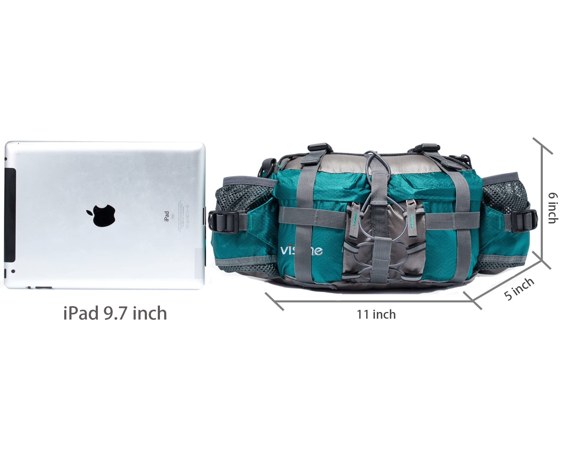 Viscne Outdoor Fanny Pack Hiking Fishing Waist Bag 2 Water Bottle Holder Lumbar Pack