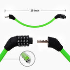 Sanwo Security Bike Lock Resettable Combination Cable Lock For Bicycle (Green)