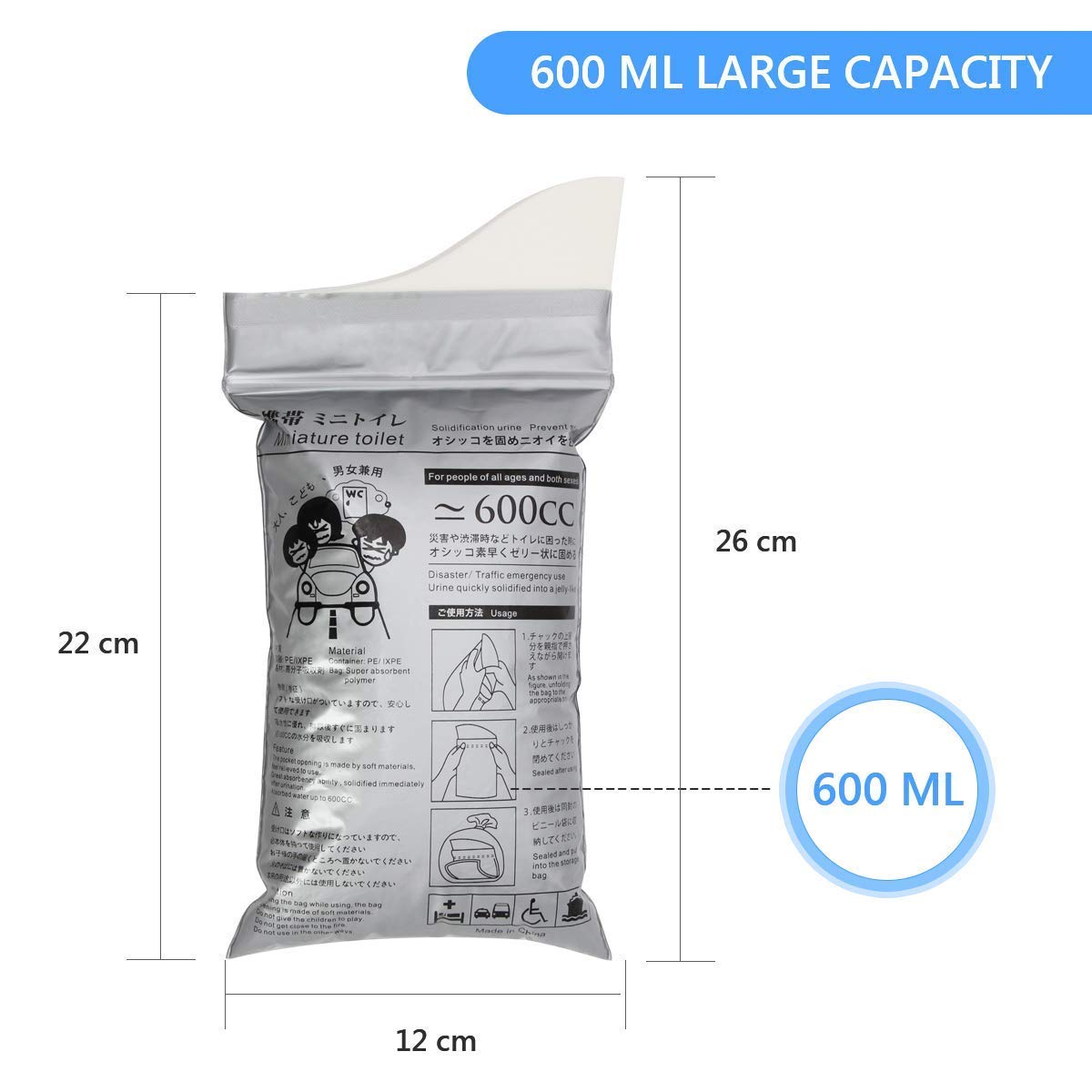 Coolrunner Disposable Urine Bags,12 Pack Camping Pee Bags, Disposable Urinals Vomit Bags For Travel Urinal Toilet Traffic Jam Em
