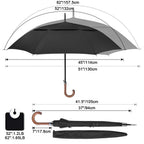 G4Free 52/62Inch Wooden J Handle Golf Umbrella Windproof Classic Stick Wedding Cane Umbrellas, Auto Open Cane Hook Handle