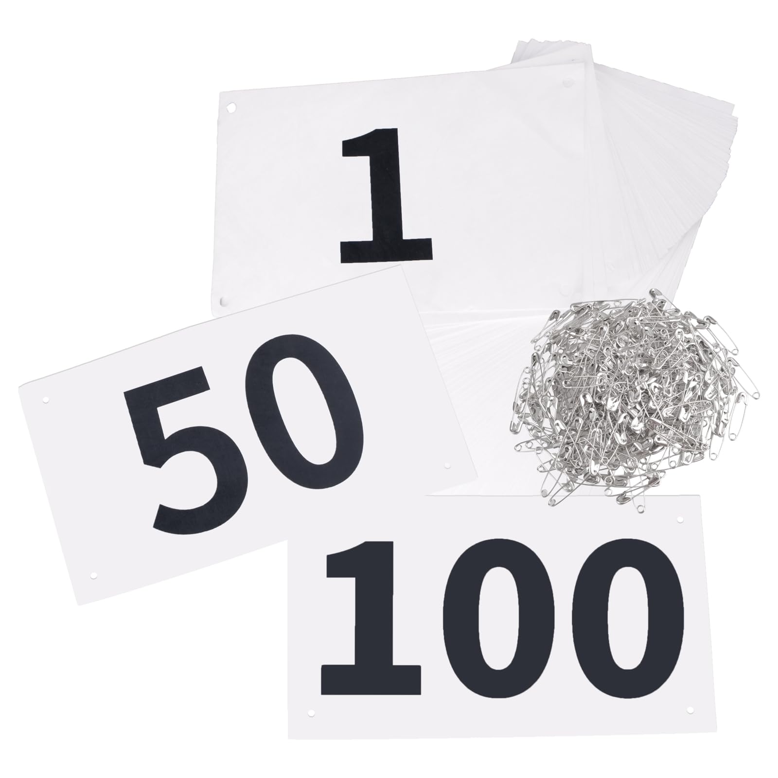 TRIWONDER Tyvek Running Bib Competitor Numbers with Safety Pins, Running Numbers Paper Tags 1-500, Tearproof and Waterproof 4 x 