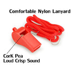 Hipat Red Emergency Whistles With Lanyard, Loud Crisp Sound, 2 Packs Plastic Whistles Ideal For Lifeguard, Self-Defense And Emer