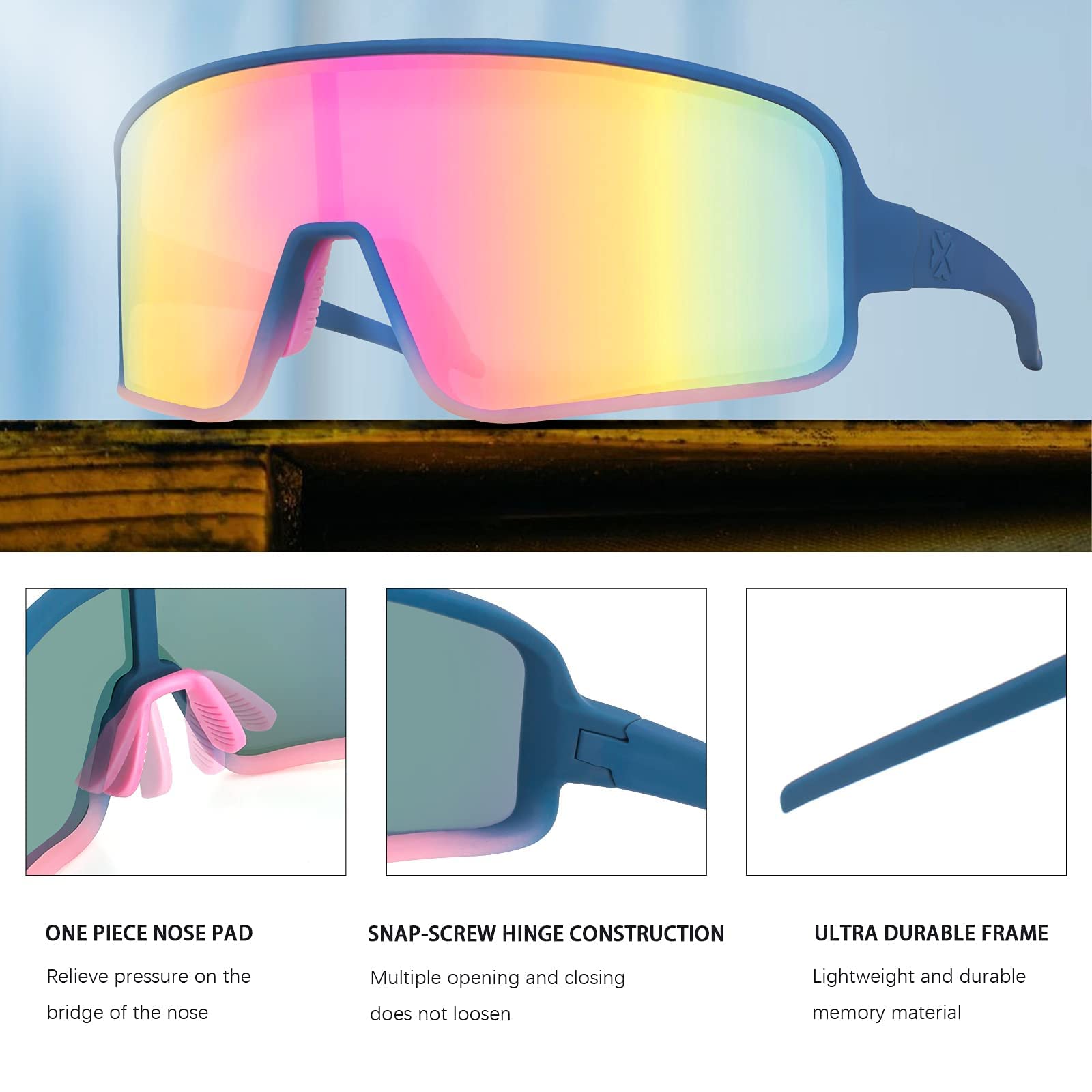 Maxjuli Polarized Sunglasses For Men Women, Windproof Outdoor Sports Cycling Running Uv400 Protection Sun Glasses (Solid Blue To