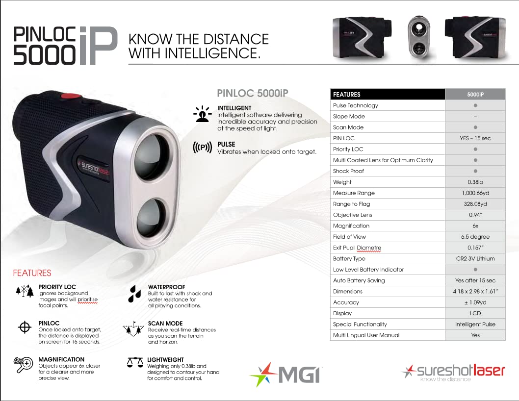 Sureshot Pinloc 5000Ip Golf Laser Rangefinder
