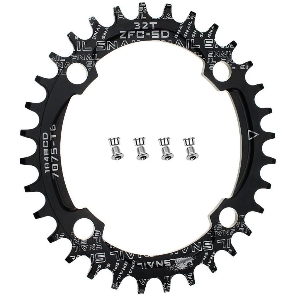 CYSKY Narrow Wide Chainring Oval 104BCD 32T 4 Bolts Bike Single Speed Chainring Perfect for Most Bicycle Road Bike Mountain Bike