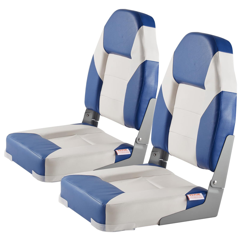 Vevor 2-Pack 21.85 High Back Boat Seat With Thickened Sponge Padding And Hinge, Fold-Down Boat Captain Chairs, Easy To Store, Id