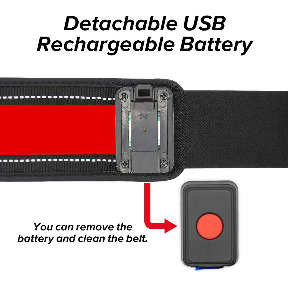 Bseen Led Running Belt - Rechargeable Glowing Led Waistband, Adjustable Light Up Waist Belt For Runners, Joggers, Walkers, Pet O