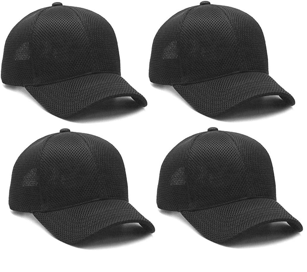 Zacharias MenS Net Mesh Baseball Cap (Black;Free Size) Pack Of 4