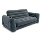Intex Inflatable Pull-Out Sofa: Velvety Surface, 2-In-1 Valve, Cupholder, 46'' X 88'' X 26'' - Blow-Up Couch And Folding Queen S