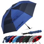 G4Free 62Inch Portable Golf Umbrella Automatic Open Large Oversize Vented Double Canopy Windproof Waterproof Sport Umbrellas(Blu
