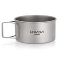 Lixada Titanium Bowl With Folding Handles Dinner Food Container For Outdoor Camping Hiking Backpacking