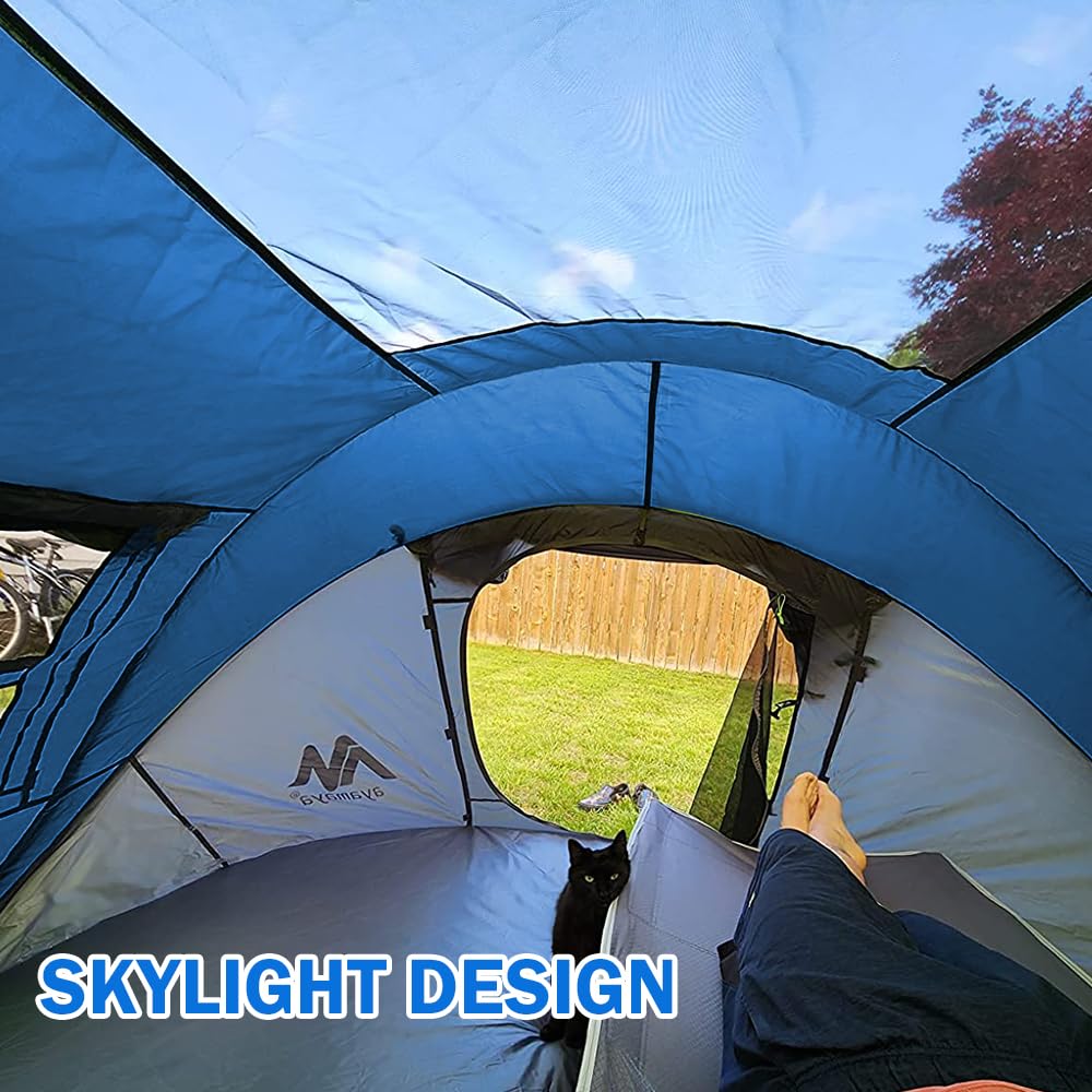 4 Person Pop Up Tents For Camping - Ayamaya Waterproof Instant Family Tents With Skylight & Removable Rainfly, Upgraded Large Si