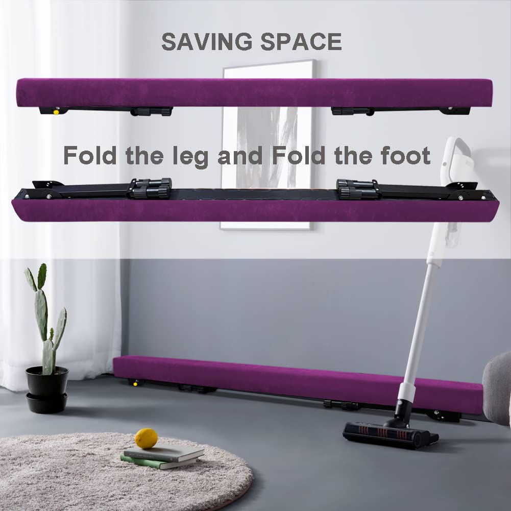 Glant 7.2Ft Ultrasimple Adjustable&Foldable Balance Beam,High-Low Floor Beam Suede Gymnastics Equipment,No Tool Require, Gymnast