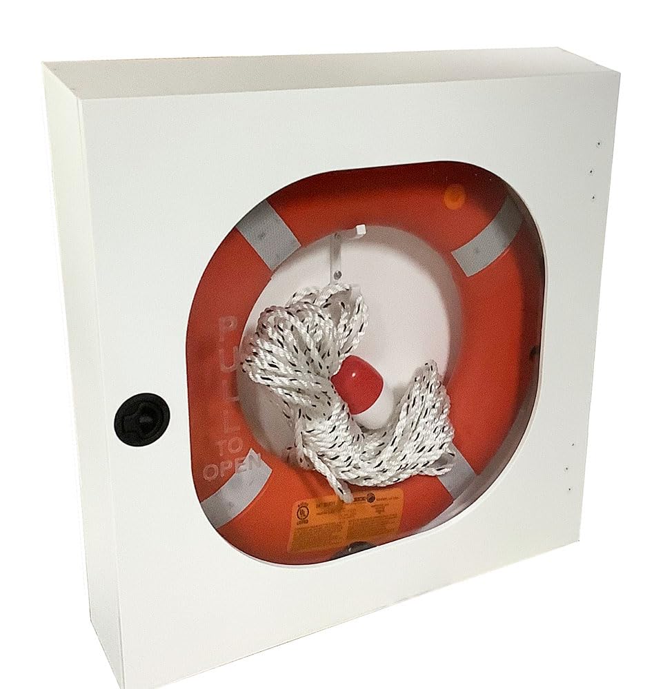 Aquatic Technology 20 Inch Life Ring Cabinet With Throw Line And Uscg Buoy