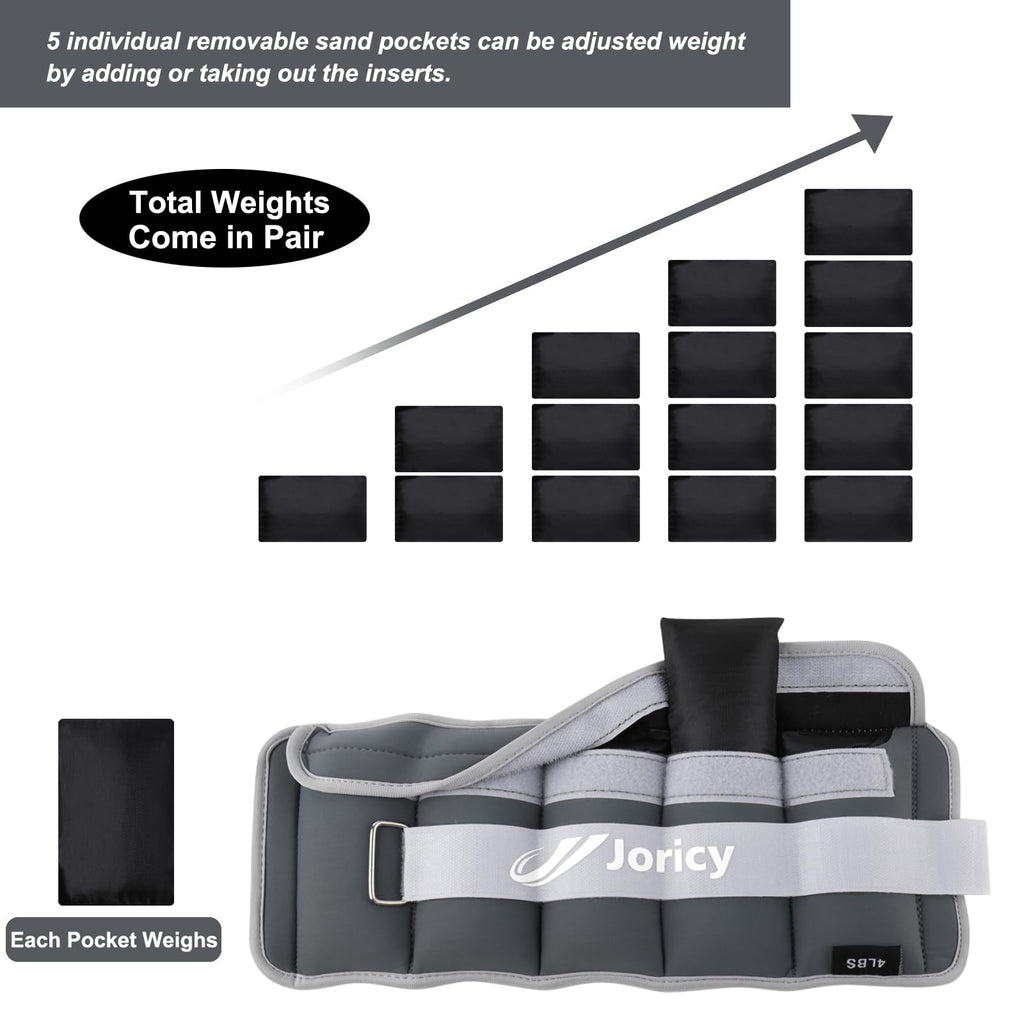 Adjustable Ankle Weights For Women Men Kids 1-8 Lbs 1 Pair Wrist Leg Arm Weights With Removable Weight, Strength Training Weight