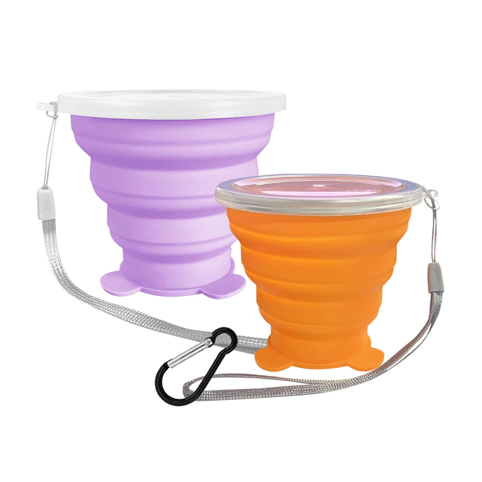 Nintora-C Collapsible Cups, Silicone Collapsible Travel-Cup, Expandable Folding Camping Drinking Cups With Lids Reusable Small P