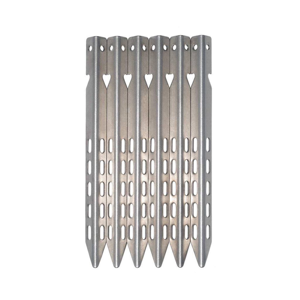 Hikemax Ultralight Titanium Tent Stakes 6 Pack - V-Shaped Tent Pegs With Reflective Pull Cords - Made For Camping