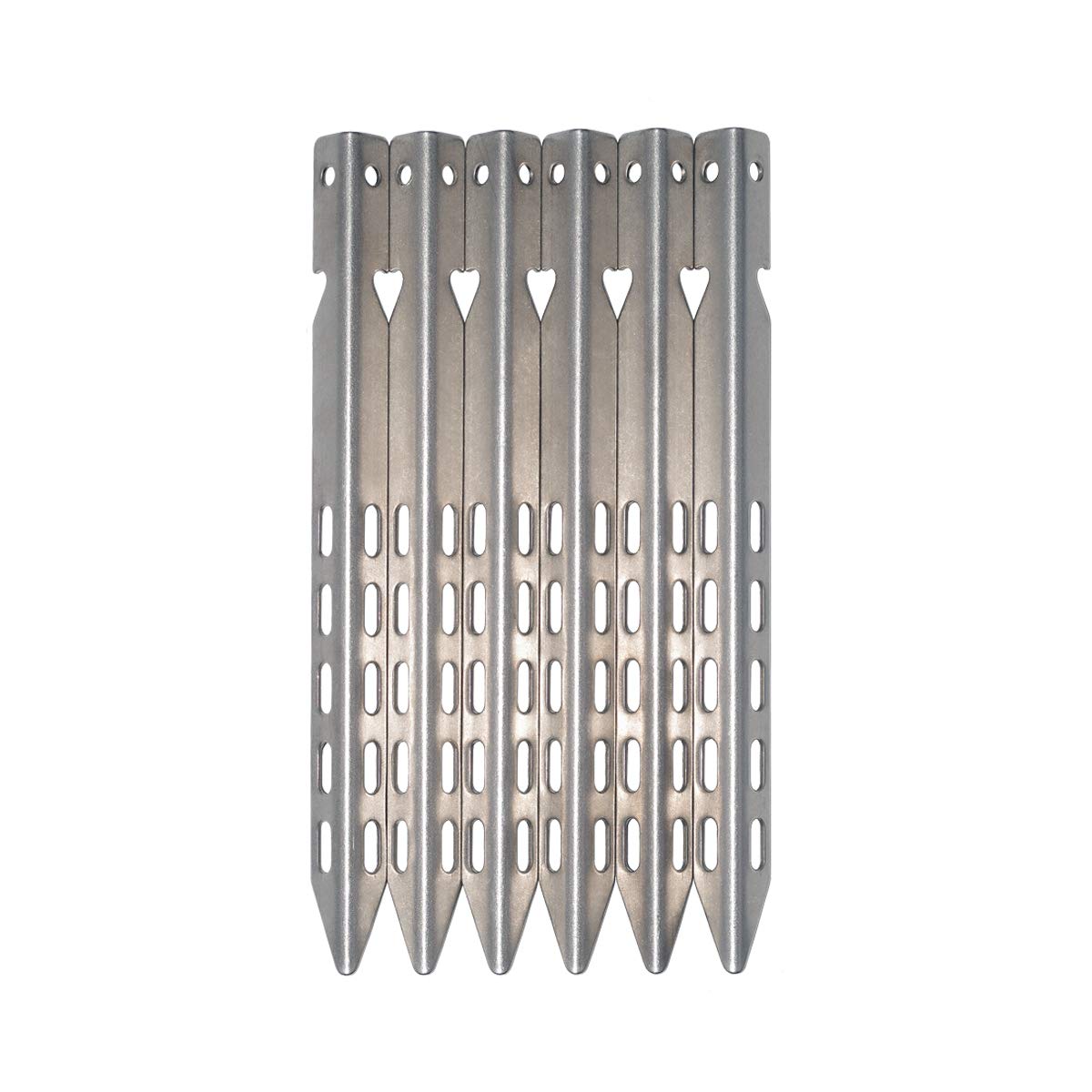 Hikemax Ultralight Titanium Tent Stakes 6 Pack - V-Shaped Tent Pegs With Reflective Pull Cords - Made For Camping