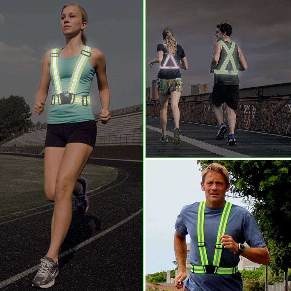 Chiwo Reflective Vest Running Gear 2Pack, High Visibility Adjustable Safety Vest For Night Cycling,Hiking, Jogging,Dog Walking(C