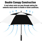 Aceiken Golf Umbrella Large 68 Inch Automatic Open Golf Umbrella Extra Large Oversize Double Canopy Vented Umbrella Windproof Wa