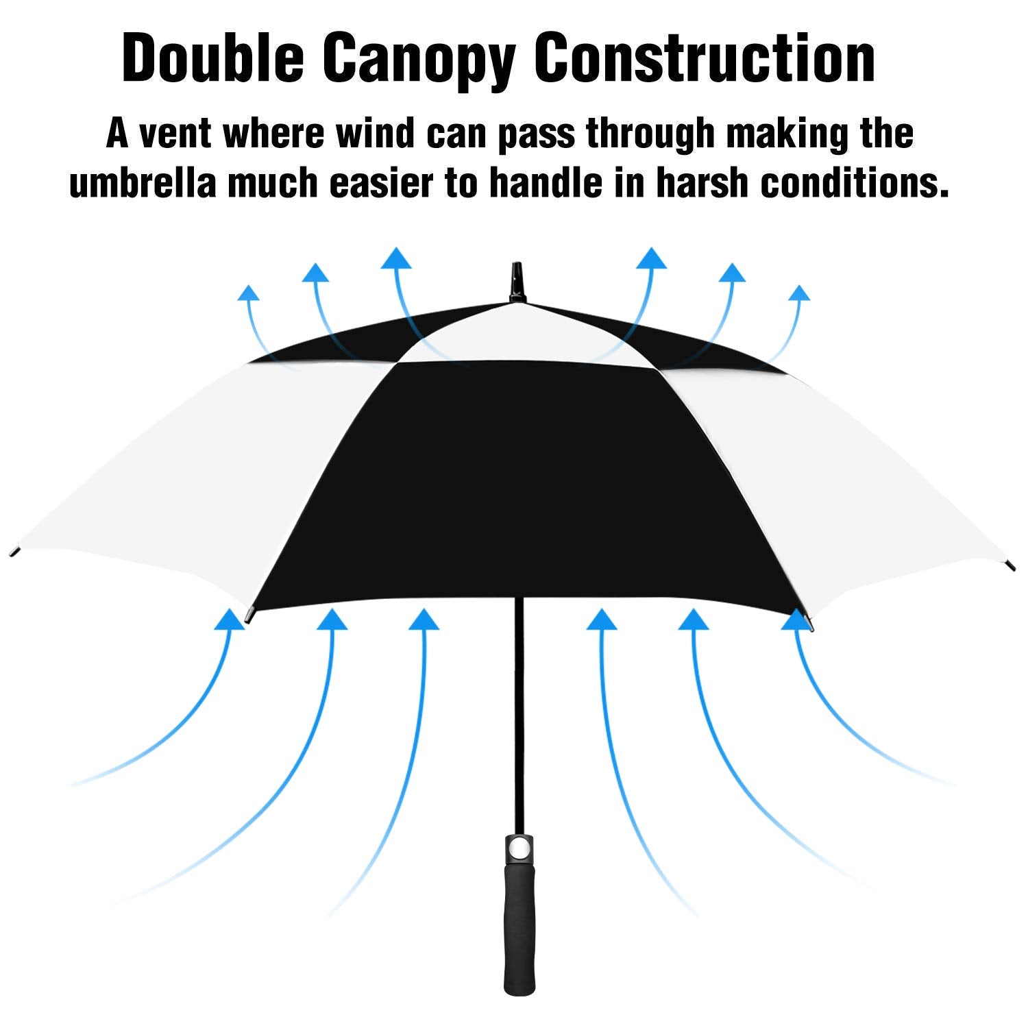 Aceiken Golf Umbrella Large 68 Inch Automatic Open Golf Umbrella Extra Large Oversize Double Canopy Vented Umbrella Windproof Wa