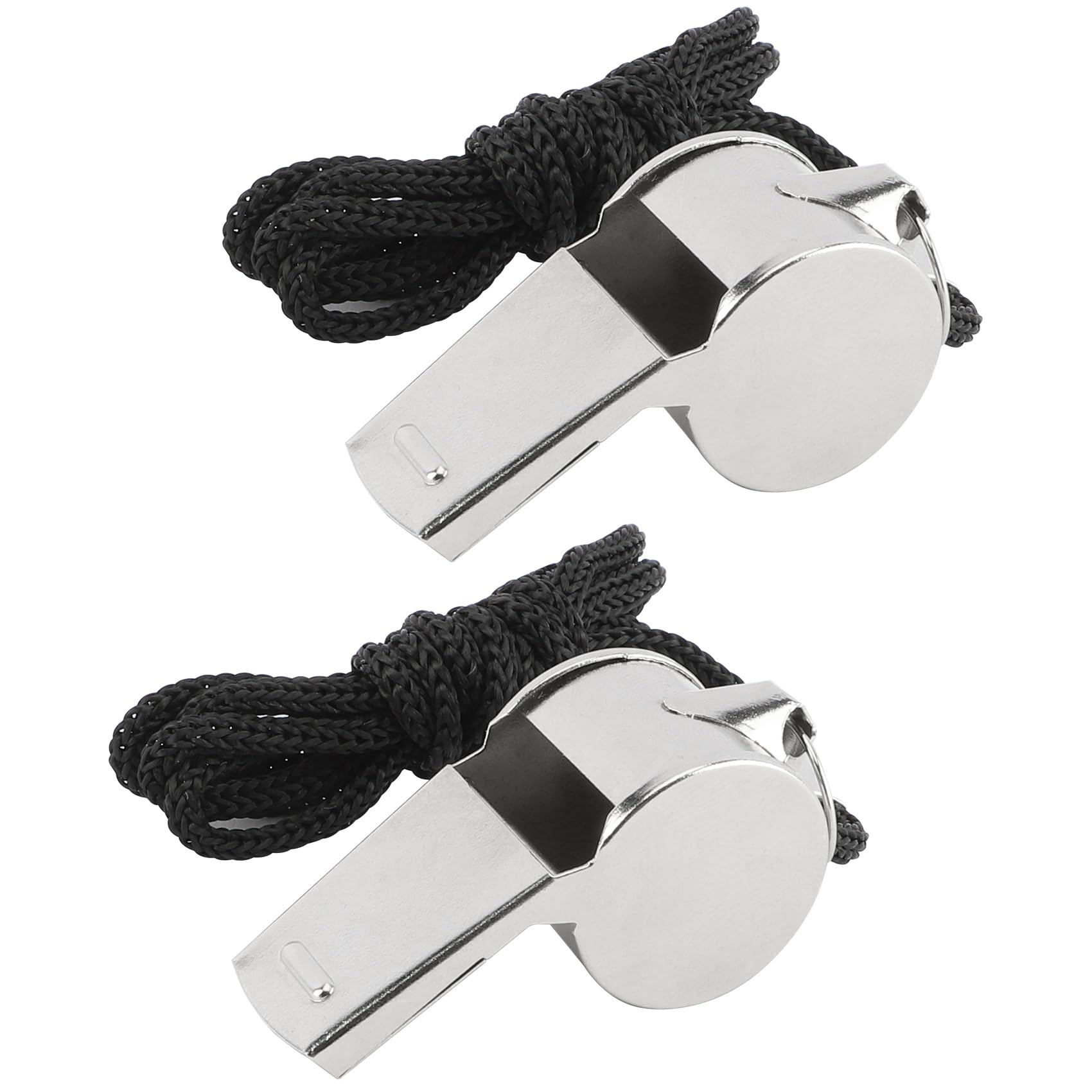 2 Pcs Whistles, Stainless Steel Whistles, Whistle For Coaches With Lanyard Whistle Emergency Referee Whistles Coach Whistle Teac