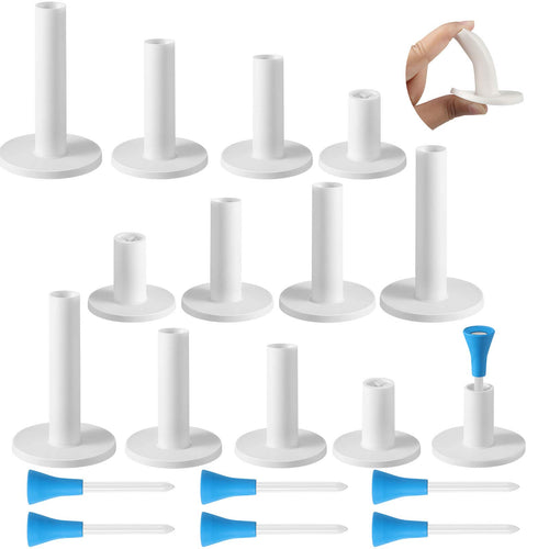 12 Pieces Golf Range Tees Set Rubber Golf Tees for Range Mats Driving Range 6 Pieces for Practice Mat Mixed Size(White and Mixed