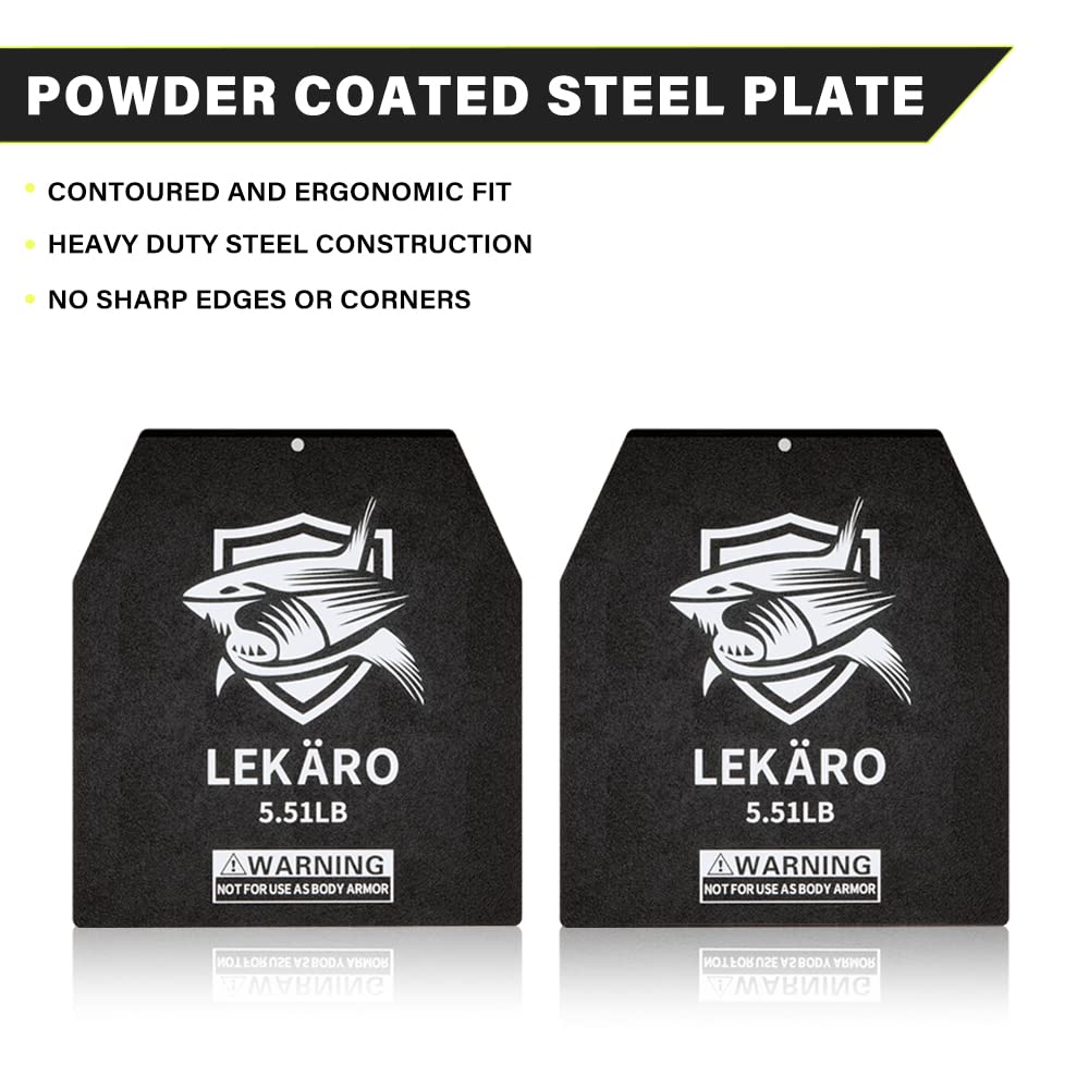 Weighted Vest Plates Pair for Tactical Vest Carriers, 9.8x11 Steel Weight Plates (5.51LB, 8.81LB, 15.43LB, 20.94LB), Rust-Proof