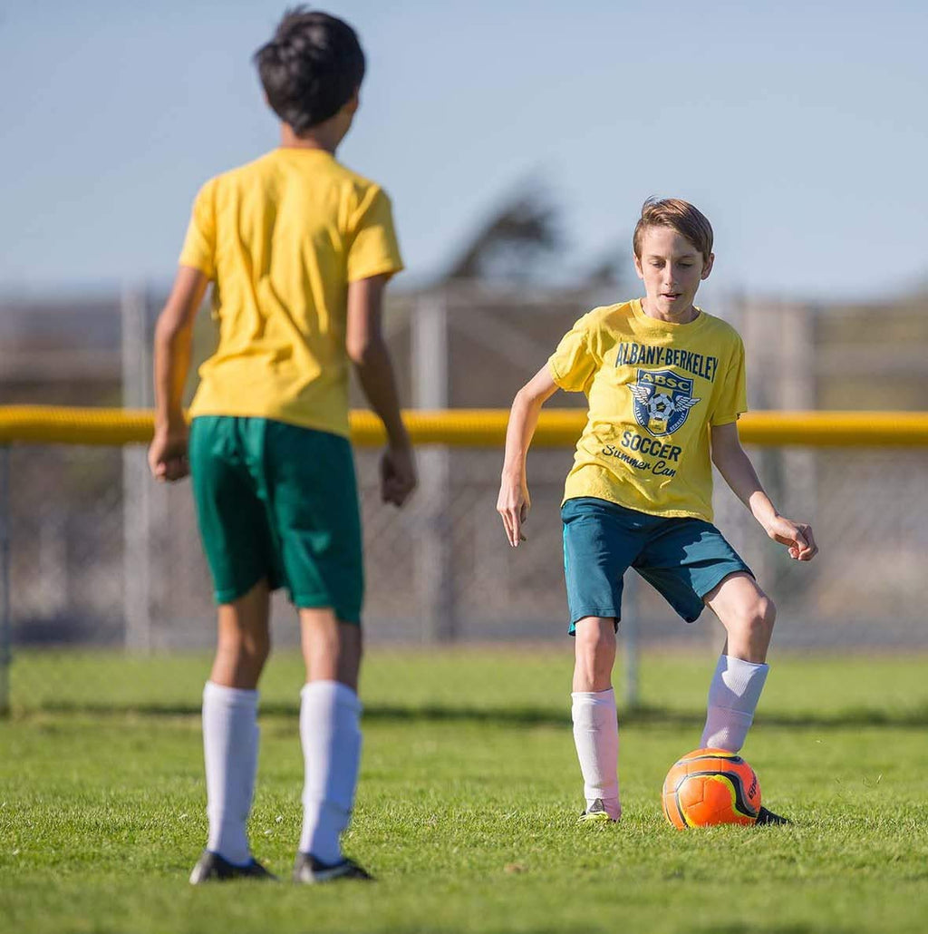 Senda Amador Training Soccer Ball, Fair Trade Certified, Yellow/Light Blue, Size 4 (Ages 8-12)