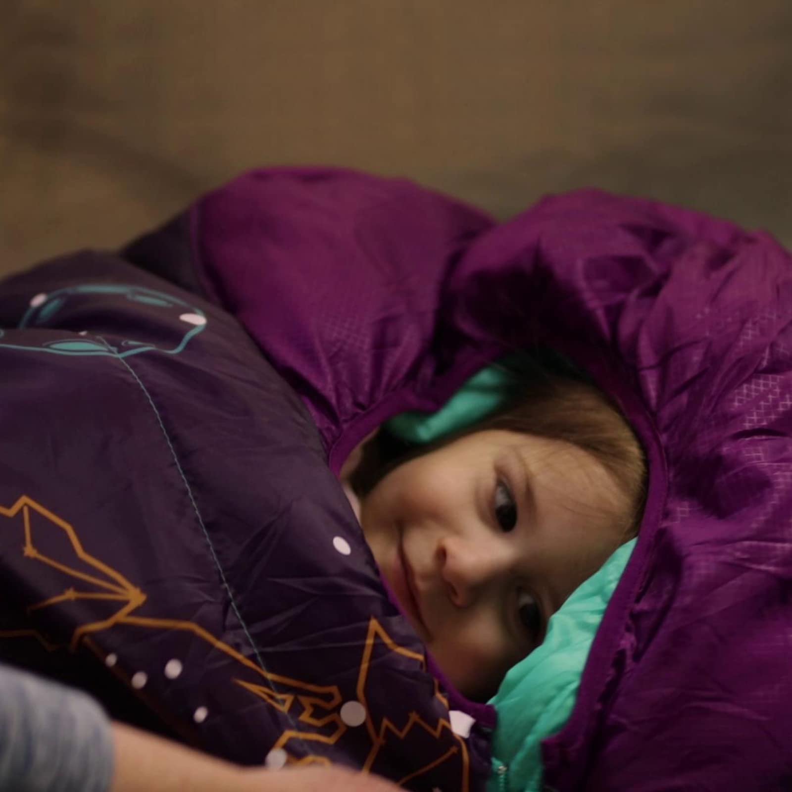 Acecamp Glow In The Dark Mummy Sleeping Bag For Kids And Youth, Temperature Rating 30F/-1C, Water-Resistant For Camping, Hiking,