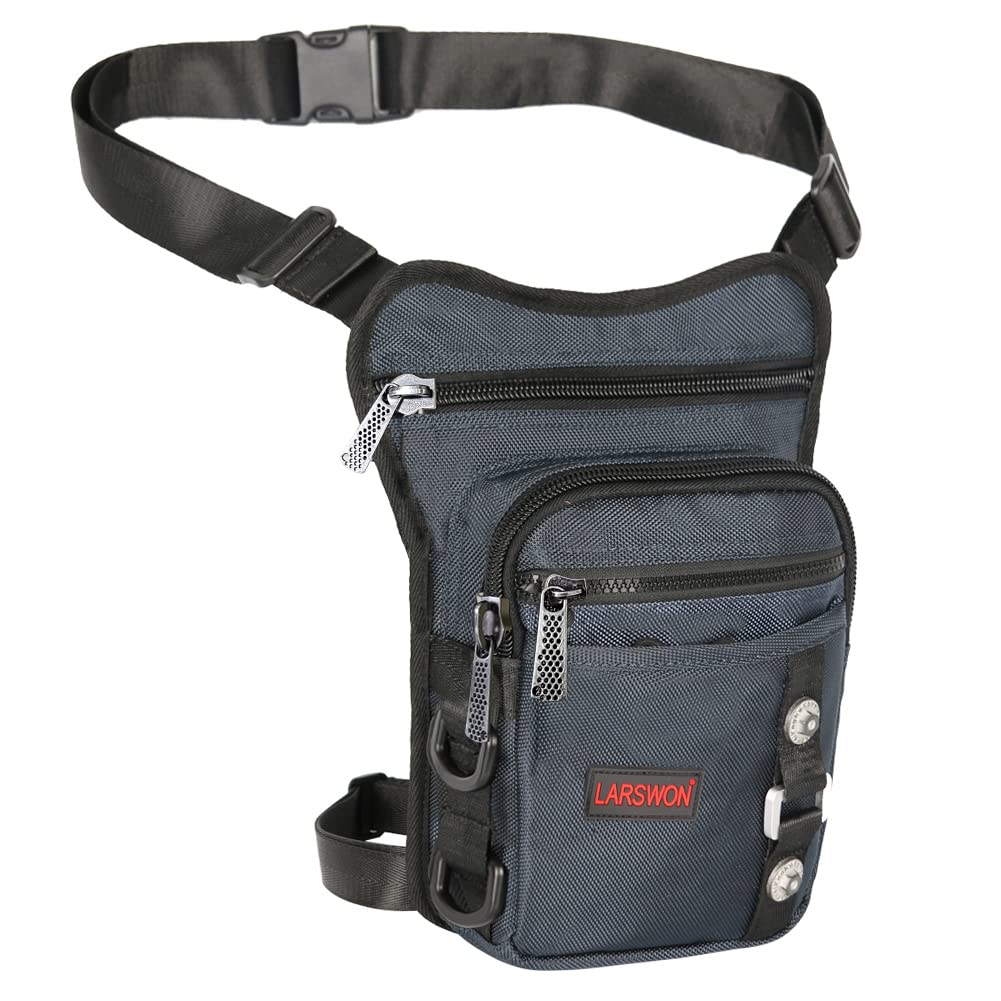 Thigh Pack, Larswon Leg Bag Thigh Pouch Bag Tactical Waist Bag Motorcycle Bag Waterproof Blue