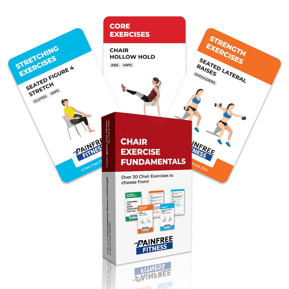 (35+ Cards) Seated Chair Exercise Fundamentals Flashcards Pain-Free Fitness, 3X5 In, Workout Cards Suitable For Mobility-Limited