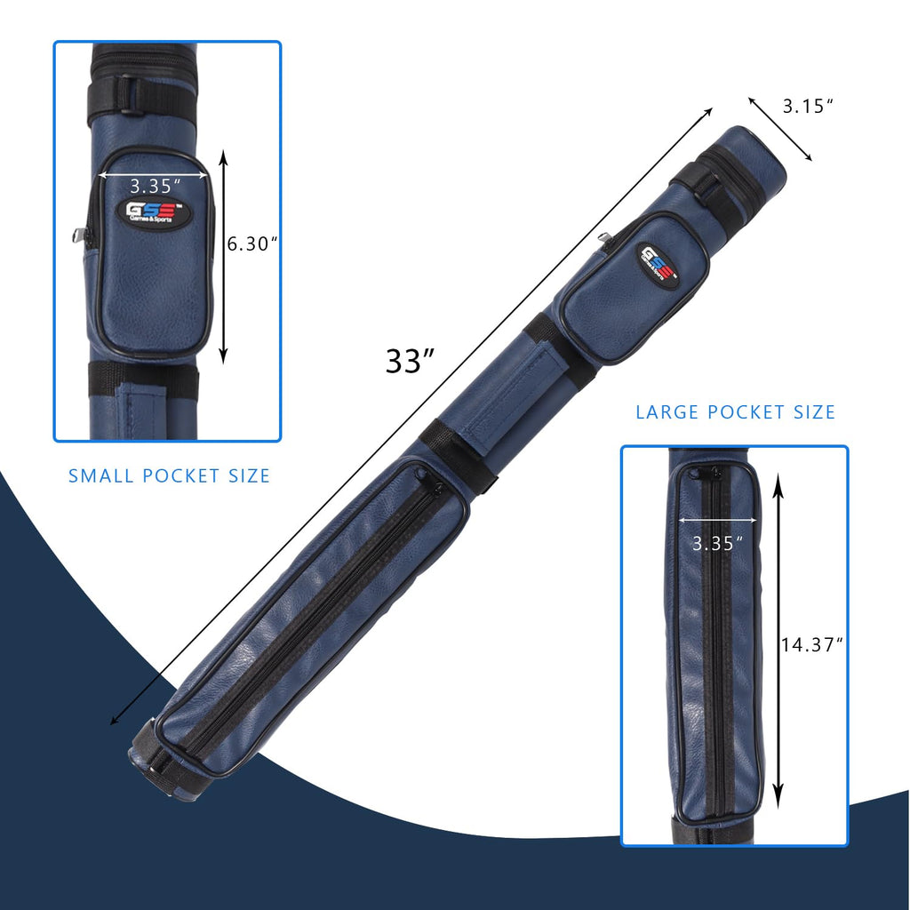 Gse 2X2 Deluxe Hard Billiard Pool Cue Stick Carrying Case, Billiard Cue Case, Billiards Accessories (Square - Blue)