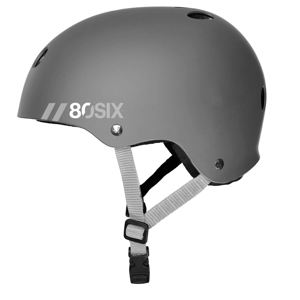 80Six Dual Certified Kids Bike, Scooter, And Skateboard Helmet, Grey Matte, Small / Medium - Ages 8+