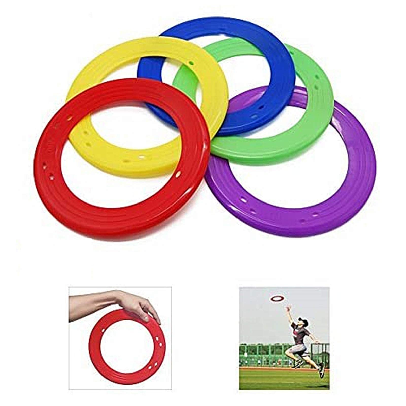 Yofit 10 Inch Flying Disc, Flying Plastic Ring With Assorted Colors, Outdoor Beach Backyard Camping Activities, Set Of 5