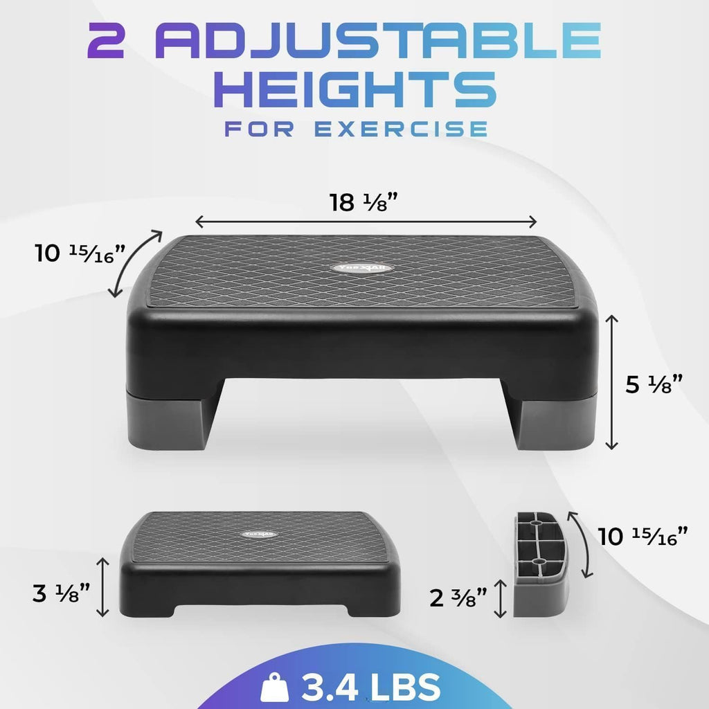 Yes4All Aerobic Step Platform With Adjustable Risers For Home Gym Fitness Workout - Cool Grey