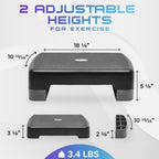 Yes4All Aerobic Step Platform With Adjustable Risers For Home Gym Fitness Workout - Cool Grey