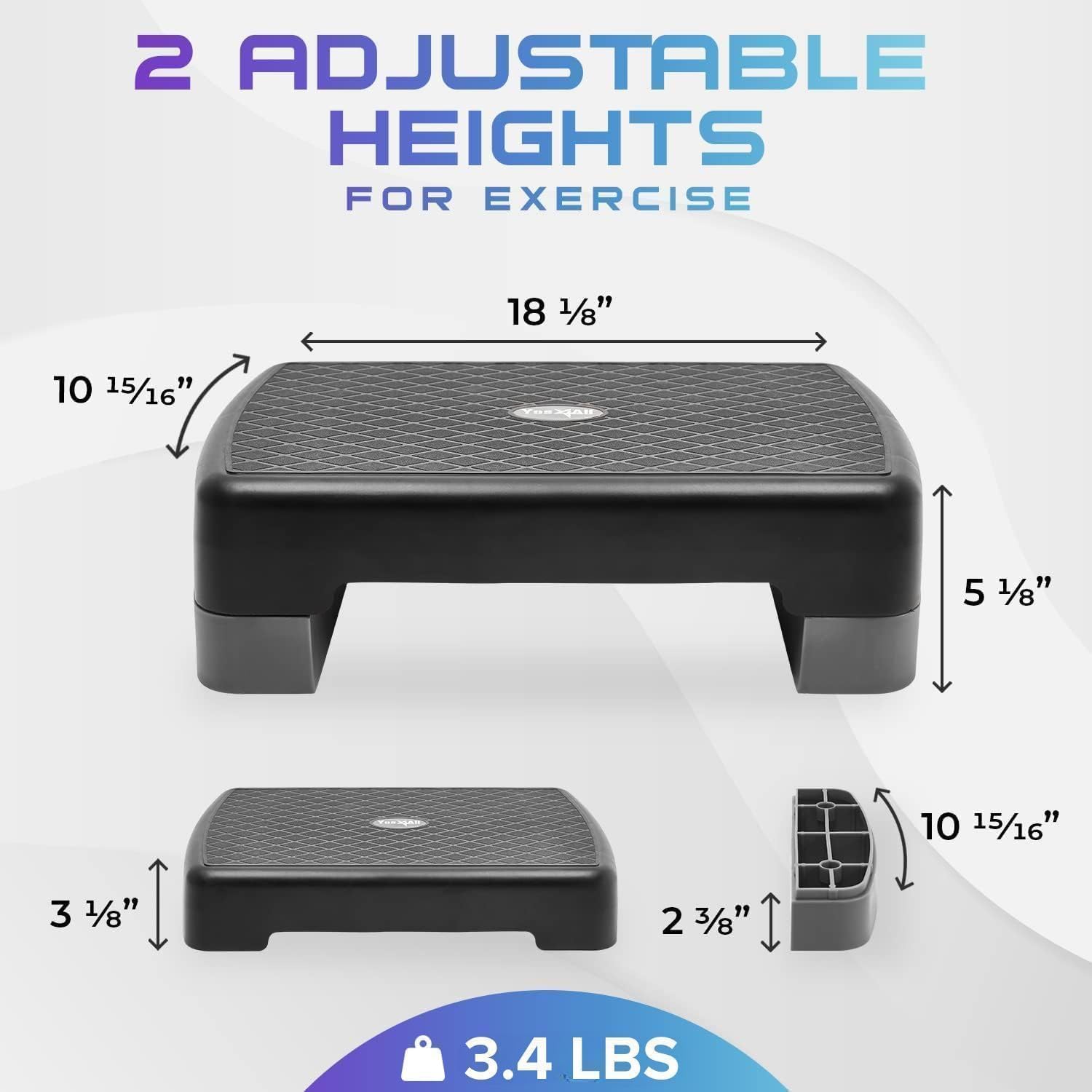Yes4All Aerobic Step Platform With Adjustable Risers For Home Gym Fitness Workout - Cool Grey