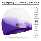 Aegend Kids Swim Cap (Age 4-8), 2 Pack, Purple & Pink