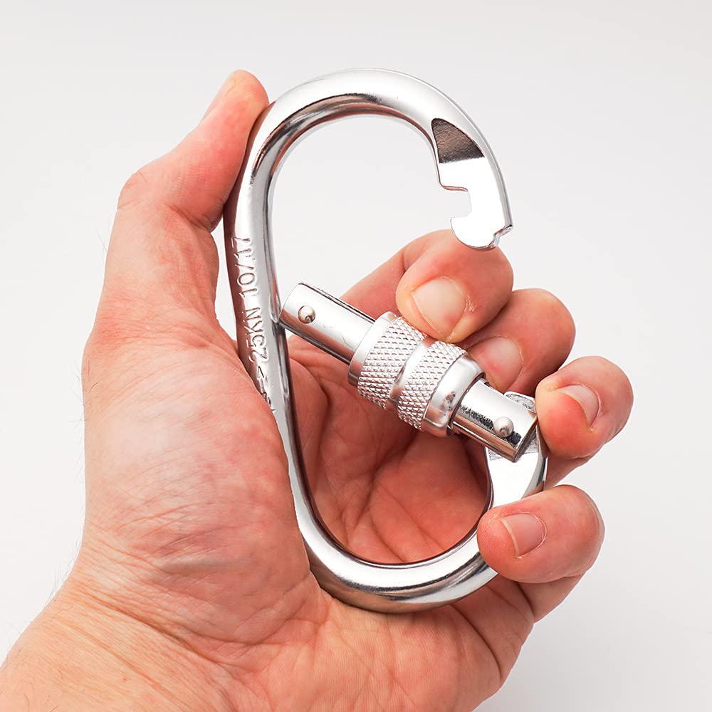 Heavy Duty Locking Climbing Carabiner Clip Ce Rated 25 Kn 5600 Lb Rugged Terrain Approved Industrial Strength Twist Lock Carabin