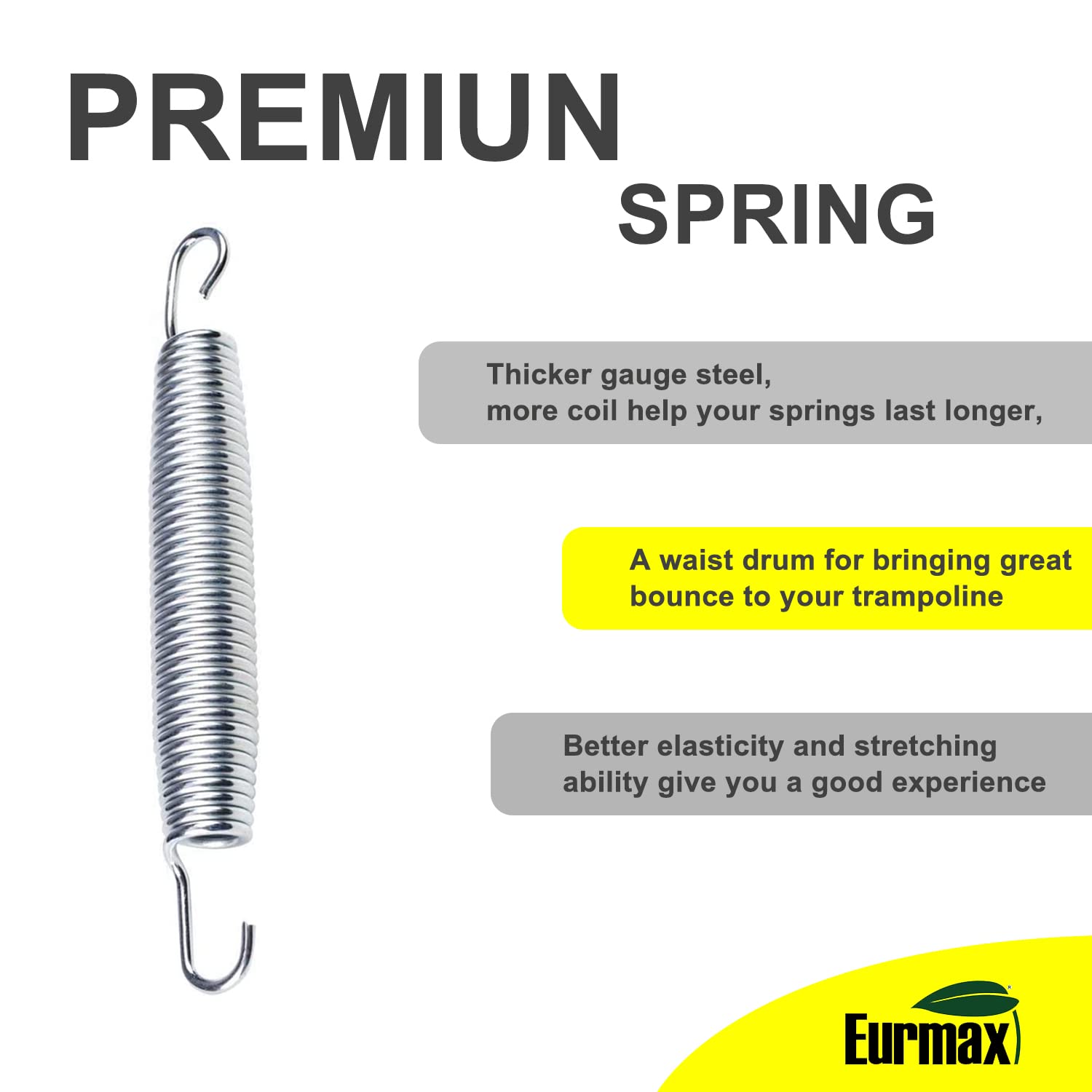 Eurmax Usa 5.5 Inches Trampoline Springs Heavy Duty Stainless Replacement Spring Trampoline Parts With T Hook, 20Pcs-Pack