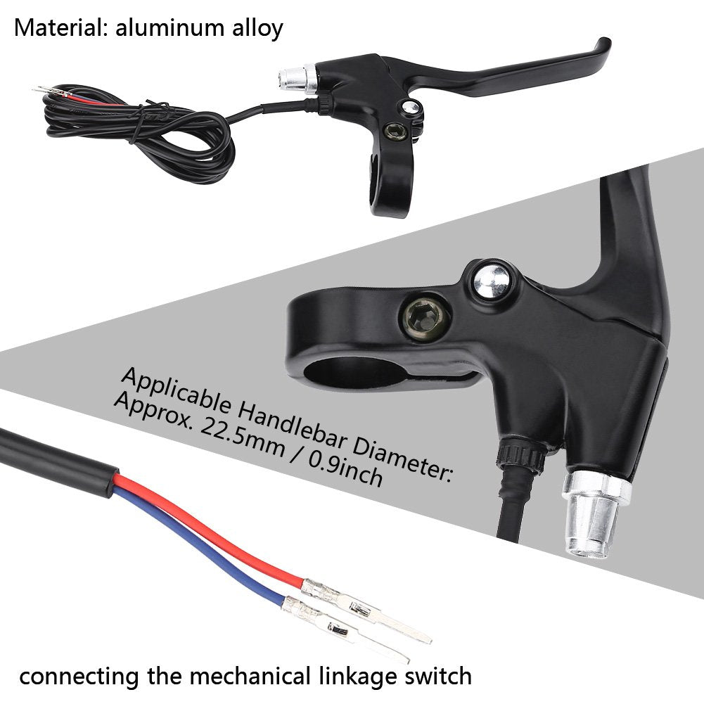 Diohce Bicycle Brakes Lever, 2 Wires Left & Right E-Bike Bicycle Electric Brake Lever Replacement Parts (1 Pair)