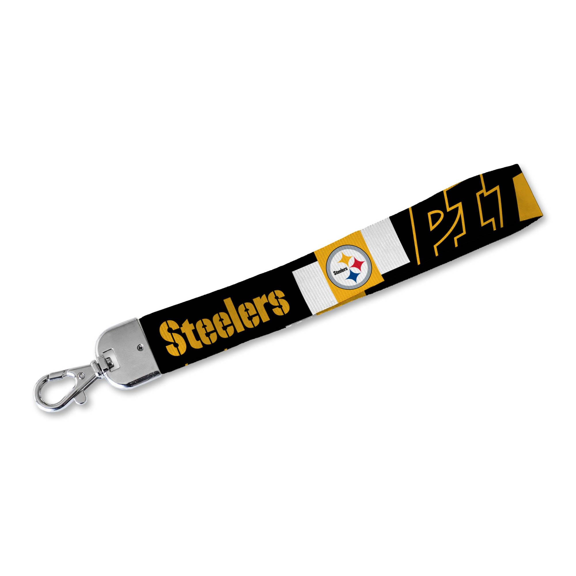 Rico Industries Nfl Football Pittsburgh Steelers Standard Wrist Lanyard Key Chain, Cute Wristlet Strap Keychain Holder For Women