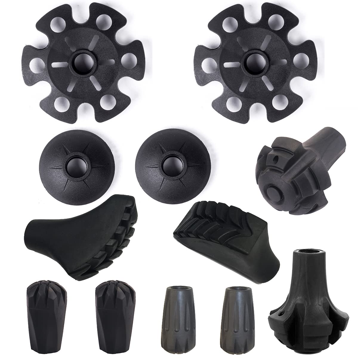 Diooid General Accessories For Trekking Poles Replacement Rubber Tips Set Removable Trekking Snow/Mud For Hiking Poles Fits Most