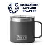 Yeti Rambler 14 Oz Mug, Vacuum Insulated, Stainless Steel With Magslider Lid, Charcoal