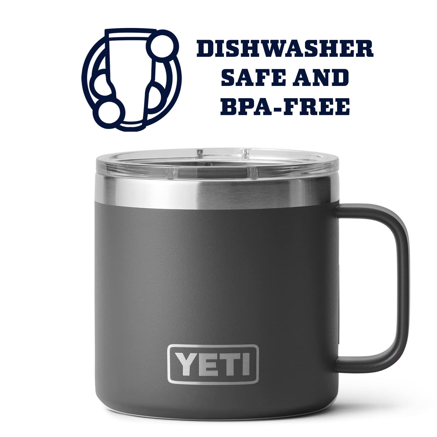 Yeti Rambler 14 Oz Mug, Vacuum Insulated, Stainless Steel With Magslider Lid, Charcoal
