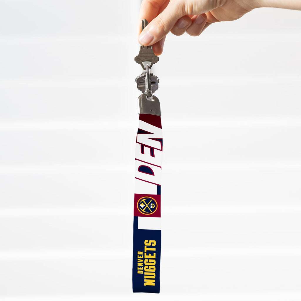 Rico Industries Nba Basketball Denver Nuggets Wrist Lanyard Key Chain, Cute Wristlet Strap Keychain Holder For Women Men Car Key
