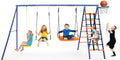 Swing Set for Backyard - Heavy Duty 6 in 1 Playground Sets 550lbs Upgrade Saucer Swing for Kids Outdoor Metal Swing Stand with 3