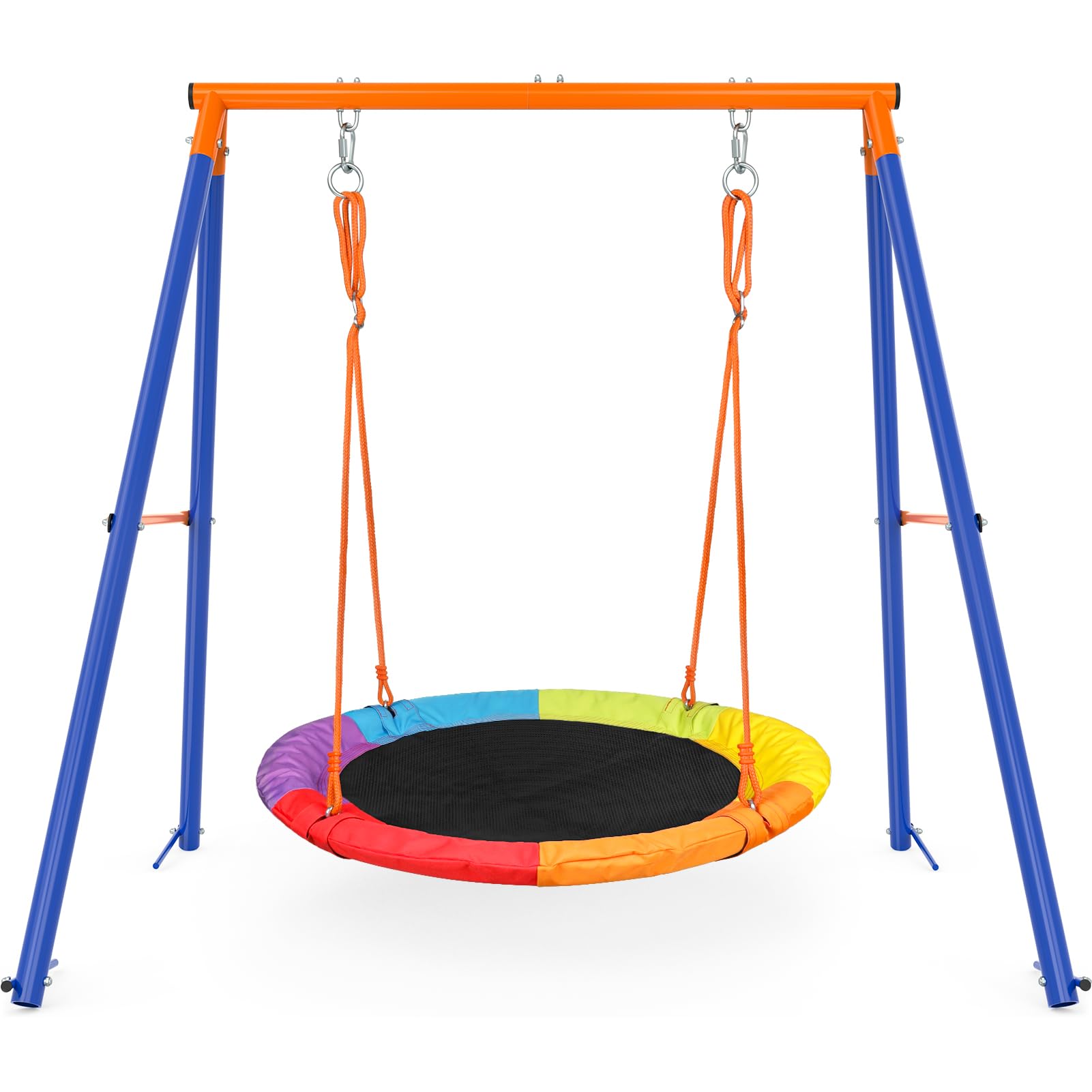 Amictoy Swing Sets for Backyard, Outdoor Toys for Kids, A-Frame Out Playset Holds 440 lbs with 40 Saucer Swing, Adjustable Ropes